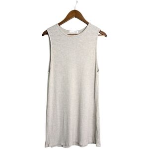 Reformation Roe Mini Ribbed Dress Womens Large Marble Beige High Neck Sleeveless